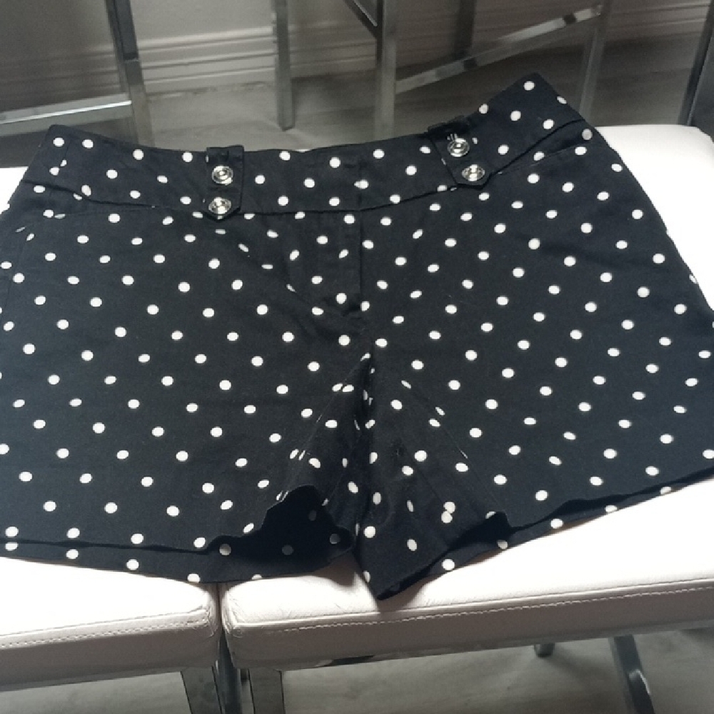 White House Black Market Black with White Polka Dot Shorts